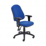 First High Back Operator Chair with T-Adjustable Arms 640x640x985-1175mm Blue KF839245 KF839245