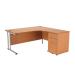 First Right Hand Radial Desk 1600mm with 3 Drawer Desk High Pedestal Beech KF839247