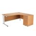 First Right Hand Radial Desk 1600mm with 3 Drawer Desk High Pedestal Oak KF839248