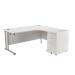 First Right Hand Radial Desk 1600mm with 3 Drawer Desk High Pedestal White KF839249