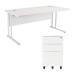First Rectangular Cantilever Desk 1200mm White Top White Legs and white Pedestal KF839464