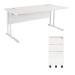 First Rectangular Cantilever Desk 1200mm White Top White Legs and Slimline white Pedestal KF839470