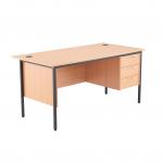 Jemini 18 Beech 1532mm Desk with 3 Drawer Pedestal KF839490 KF839490