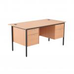Jemini 18 Beech 1532mm Desk with Double 2 Drawer Pedestal KF839494 KF839494