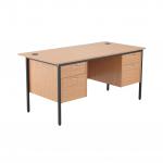 Jemini 18 Oak 1532mm Desk with Double 2 Drawer Pedestal KF839495 KF839495