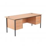 Jemini 18 Beech 1786mm Desk with Double 3 Drawer Pedestal KF839504 KF839504
