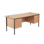 Jemini 18 Oak 1786mm Desk with Double 3 Drawer Pedestal KF839505 KF839505