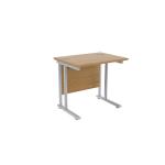 Jemini Oak/Silver 800mm Rectangular Desk (No side panel) KF839507 KF839507