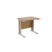 Jemini Oak/Silver 800mm Rectangular Desk (Wooden side panel) KF839519