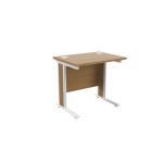 Jemini Oak/White 800mm Rectangular Desk (Dimensions: W800 x D600 x H730mm) KF839525 KF839525