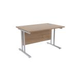 Jemini Grey Oak/Silver W1200 x D800mm Rectangular Cantilever Desk KF839561 KF839561