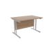 Jemini Grey Oak/Silver W1200 x D800mm Rectangular Cantilever Desk KF839561