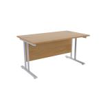 Jemini Oak/Silver W1400 x D800mm Rectangular Cantilever Desk KF839564 KF839564
