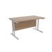 Jemini Grey Oak/Silver W1400 x D800mm Rectangular Cantilever Desk KF839567