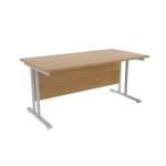 Jemini Oak/Silver W1600 x D800mm Rectangular Cantilever Desk KF839570 KF839570