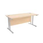 Jemini Maple/Silver W1600 x D800mm Rectangular Cantilever Desk KF839571 KF839571
