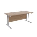 Jemini Grey Oak/Silver W1600 x D800mm Rectangular Cantilever Desk KF839573 KF839573