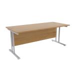 Jemini Oak/Silver W1800 x D800mm Rectangular Cantilever Desk KF839576 KF839576