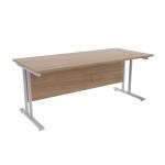 Jemini Grey Oak/Silver W1800 x D800mm Rectangular Cantilever Desk KF839579 KF839579