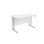 Jemini Grey Oak/Silver W1200 x D600mm Rectangular Cantilever Desk KF839585 KF839585