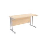 Jemini Maple/Silver W1400 x D600mm Rectangular Cantilever Desk KF839589 KF839589