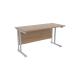 Jemini Grey Oak/Silver W1400 x D600mm Rectangular Cantilever Desk KF839591