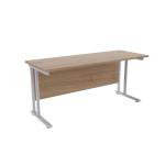 Jemini Grey Oak/Silver W1600 x D600mm Rectangular Cantilever Desk KF839597 KF839597