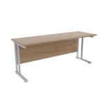 Jemini Grey Oak/Silver W1800 x D600mm Rectangular Cantilever Desk KF839603 KF839603