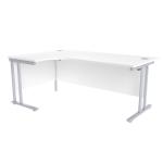 Jemini White/Silver 1800mm Left Hand Radial Cantilever Desk KF839638 KF839638