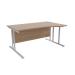 Jemini Grey Oak/Silver 1600mm Right Hand Wave Cantilever Desk KF839645