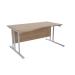 Jemini Grey Oak/Silver 1600mm Left Hand Wave Cantilever Desk KF839651