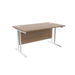 Jemini Grey Oak/White W1400 x D800mm Rectangular Cantilever Desk KF839663 KF839663