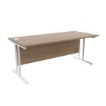 Jemini Grey Oak/White W1800 x D800mm Rectangular Cantilever Desk KF839675 KF839675
