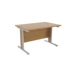 Jemini Oak/Silver 1200x800mm Rectangular Desk KF839750 KF839750