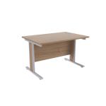 Jemini Grey Oak/Silver 1200x800mm Rectangular Desk KF839753 KF839753