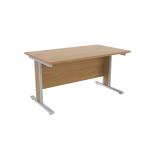 Jemini Oak/Silver 1400x800mm Rectangular Desk KF839756 KF839756