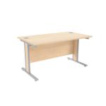 Jemini Maple/Silver 1400x800mm Rectangular Desk KF839757 KF839757