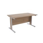 Jemini Grey Oak/Silver 1400x800mm Rectangular Desk KF839759 KF839759