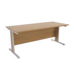 Jemini Oak/Silver 1800x800mm Rectangular Desk KF839768 KF839768