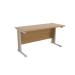 Jemini Oak/Silver 1400x600mm Rectangular Desk KF839780