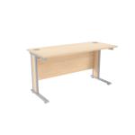 Jemini Maple/Silver 1400x600mm Rectangular Desk KF839781 KF839781