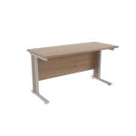 Jemini Grey Oak/Silver 1400x600mm Rectangular Desk KF839783 KF839783
