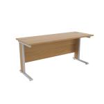 Jemini Oak/Silver 1600x600mm Rectangular Desk KF839786 KF839786