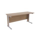 Jemini Grey Oak/Silver 1600x600mm Rectangular Desk KF839789 KF839789