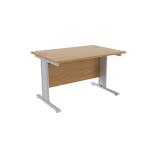 Jemini Oak/Silver 1200 x 800mm Cantilever Rectangular Desk KF839942 KF839942