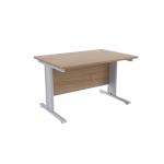 Jemini Grey Oak/Silver 1200 x 800mm Cantilever Rectangular Desk KF839945 KF839945