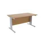 Jemini Oak/Silver 1400 x 800mm Cantilever Rectangular Desk KF839948 KF839948