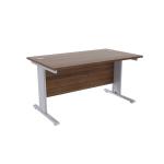 Jemini Walnut/Silver 1400 x 800mm Cantilever Rectangular Desk KF839952 KF839952