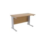 Jemini Oak/Silver 1200 x 600mm Cantilever Rectangular Desk KF839966 KF839966