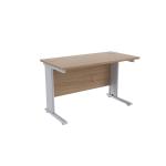 Jemini Grey Oak/Silver 1200 x 600mm Cantilever Rectangular Desk KF839969 KF839969